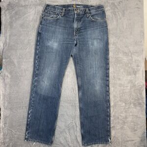 Carhartt Fleece Lined Relaxed Fit Work Jeans Men's 36x32 Blue Denim